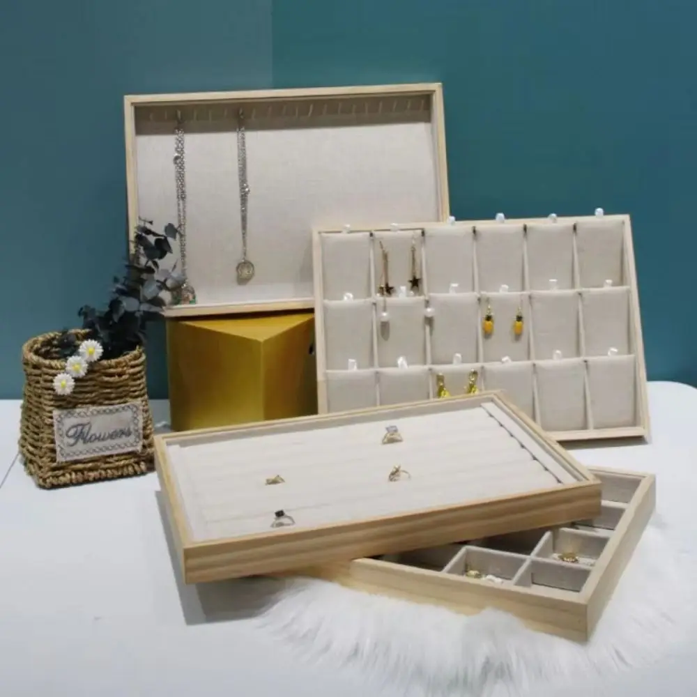 

Wood Jewelry Tray Holder Storage Display Organiser Container Inserts Box for Bracelet Necklace Earring Anklets Ring