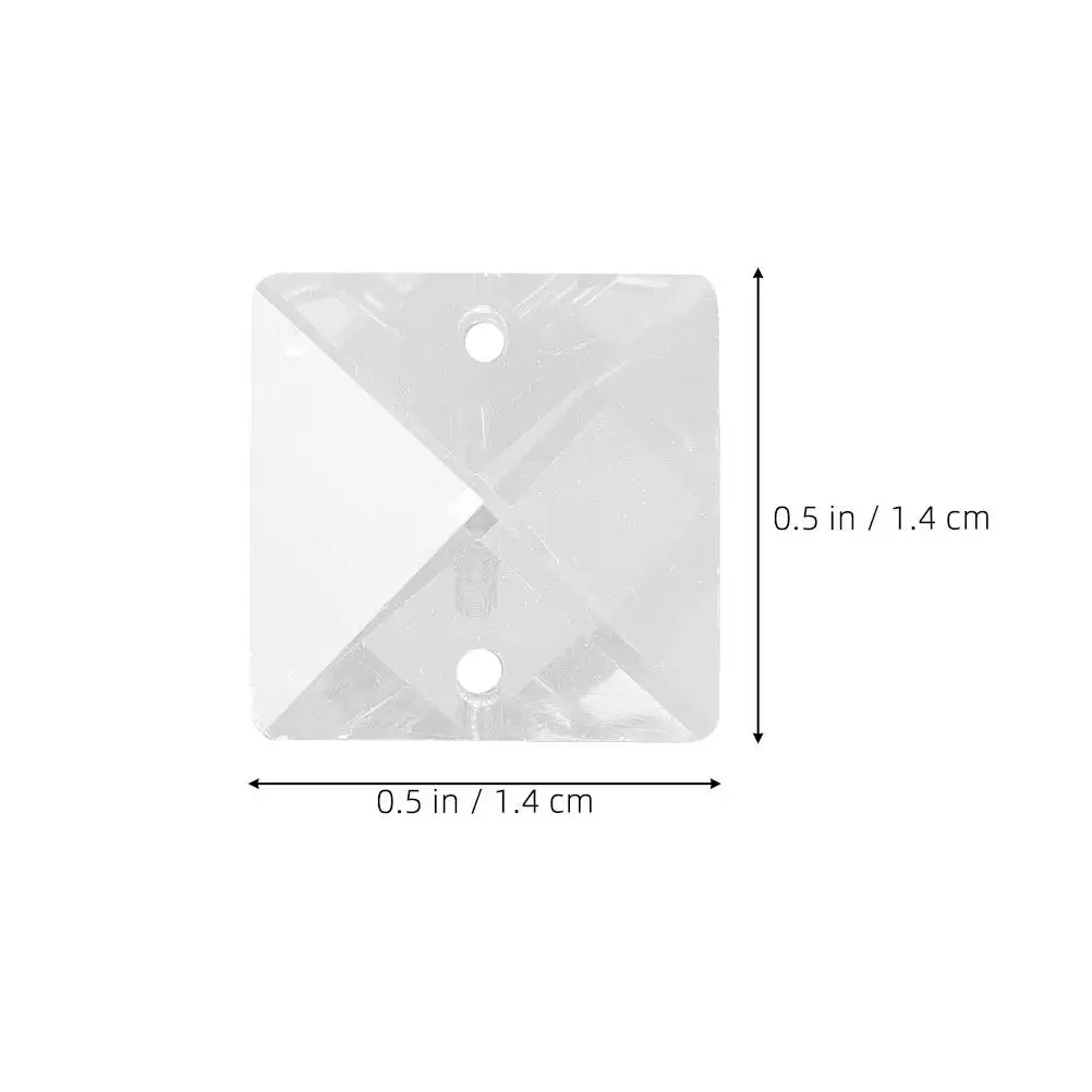 50Pcs Square Acrylic Gems Double Hole Sew on Rhinestones for Shoes Hats Bags Clothing DIY Crafts Lamp Pendant Chandelier Crystal