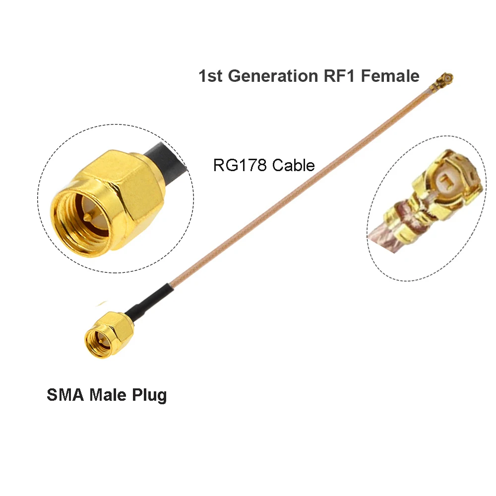 2pcs UFL IPX RF1 Female to SMA Female/Male WIFI Antenna RF Cable RG178 Pigtail Extension BEVOTOP