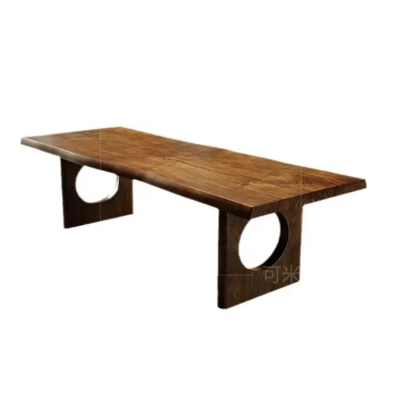 Nordic solid wood tea table and chair combination large board tea table household desk integrated dual-use