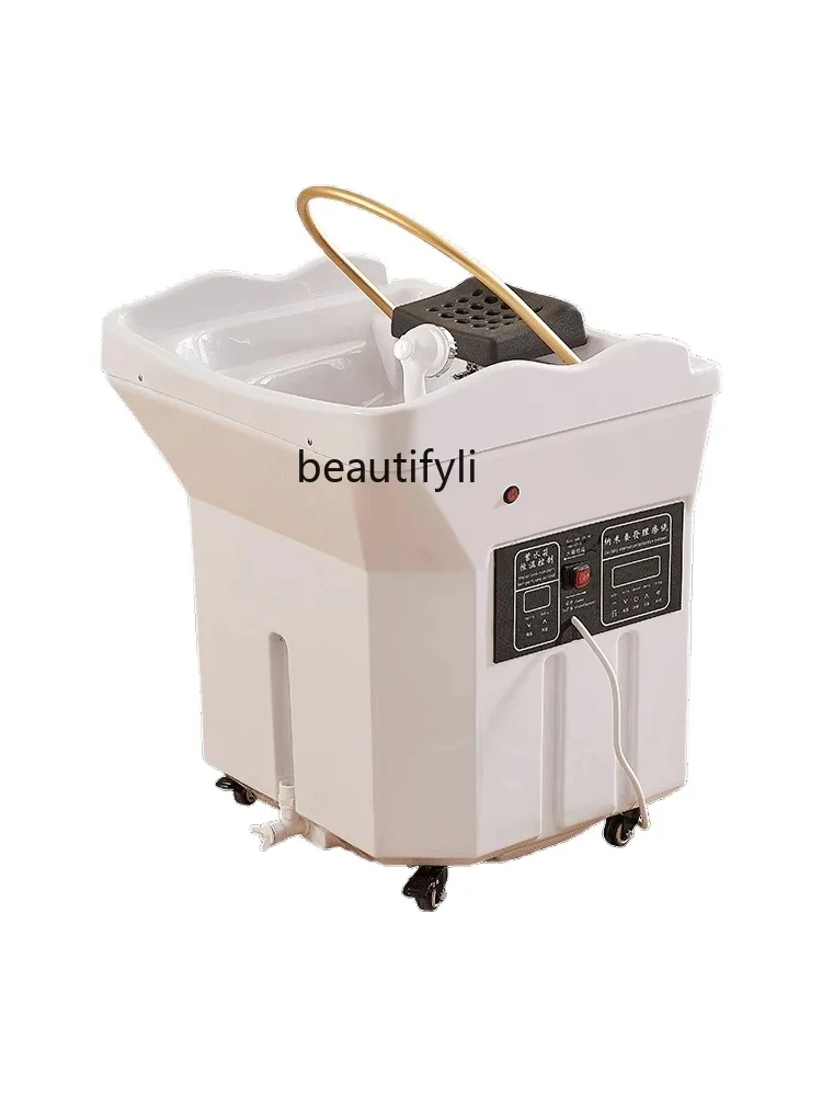 Mobile Shampoo Basin Water Circulation Beauty Salon Special Facial Bed Grafting Head Massager Fumigation Spa Machine