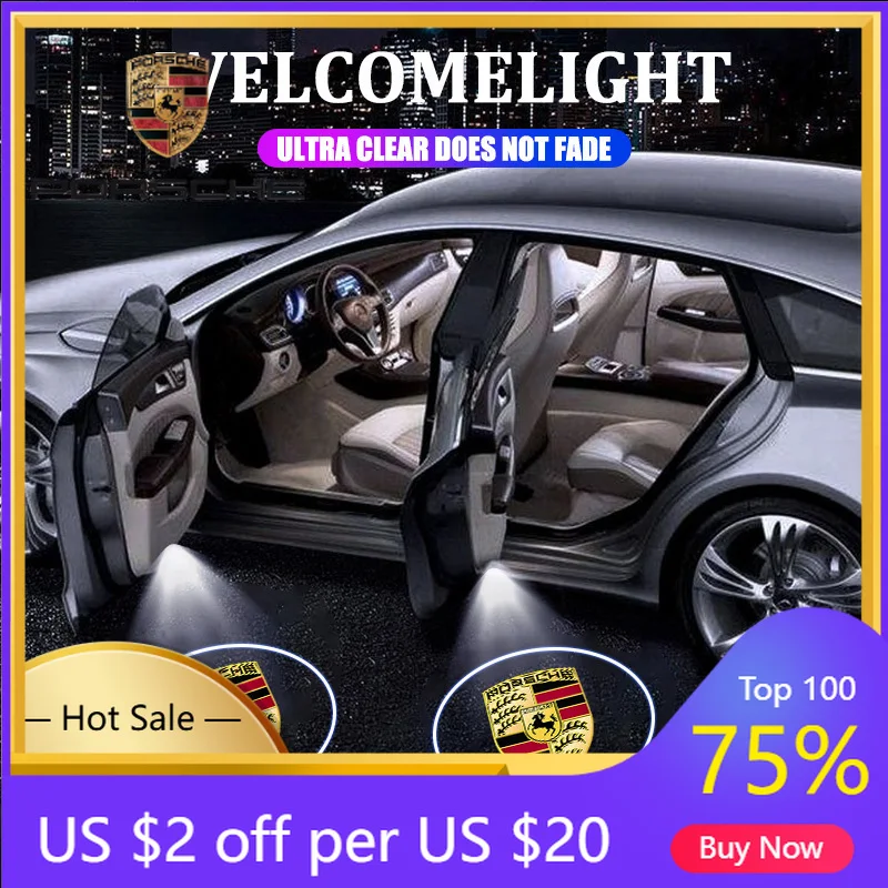 

Car Sticker For Porsche Cayenne Panamera Macan 911 Car Door LED HD Welcome Courtesy Shadow Projector Lamp Logo Light For Porsche