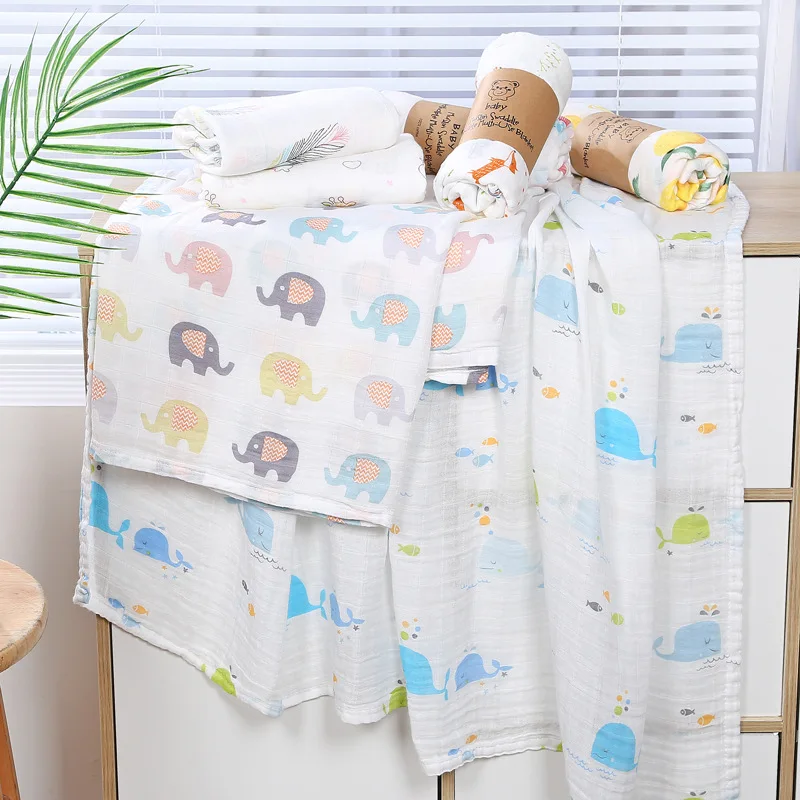 Children's Blanket Double Cotton Breathable Sweat-absorbing Swaddle Light Skin-friendly Baby Stroller Warm Portable Quilt