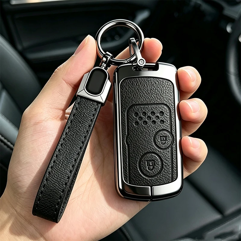 Zinc Alloy Leather Car Key Fob Case Cover for Honda CRV Fit Shuttle Fried Freed Spike Step WGN RG1 Spada CRZ Shell Accessories
