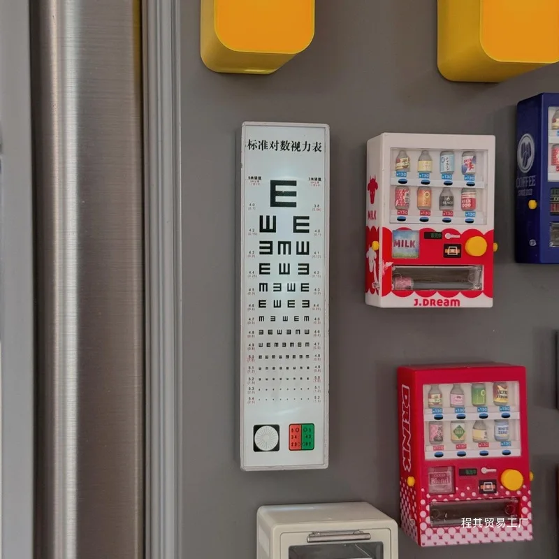 Miniature Vision Chart Light Sign Fridge Magnet Convenience Store Beverage Vending Machine Hole Board Magnetic Stick-On Decals