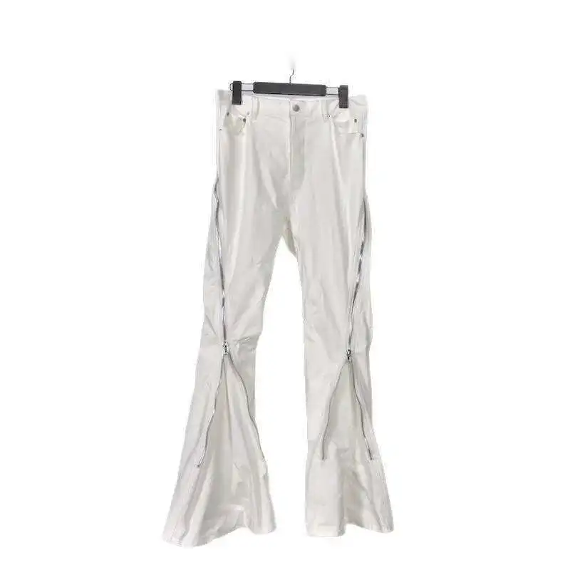 HKSH Men New RO High Street Double Line Zipper Cotton Jeans Casual Long Denim Flare Pants Personalized Streetwear Fashion HK3908