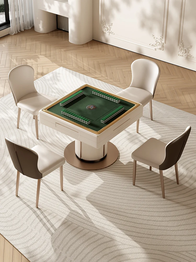 round Stone Plate Dining Table Mahjong Machine Double-Use Light Luxury Modern Minimalist Restaurant Multi-Functional