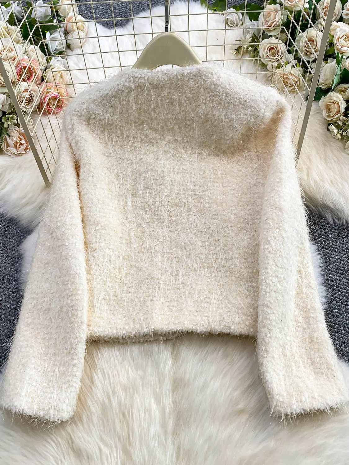 أنيقة الثقيلة العمل ثي الفراء Jaet المرأة الشتاء لينة Sle الوردي مكافحة الشيخوخة أعلى جولة Ne ort معطف للسيدات ملابس العمل #4