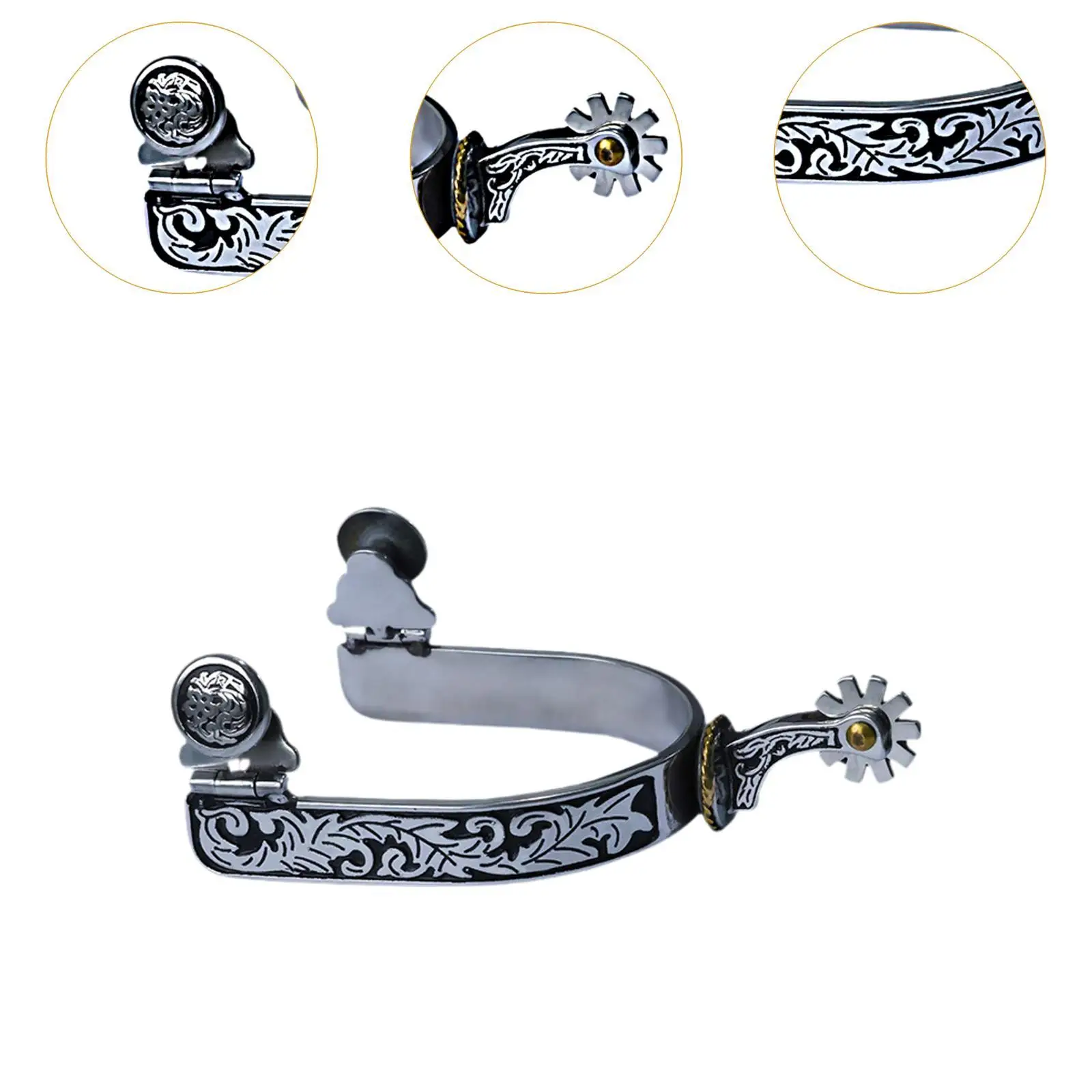 Конная шпора в стиле вестерн, ковбойская шпора с гравировкой для тренировочных соревнований, конное снаряжение, антикоррозийное с вращающимся металлическим механизмом