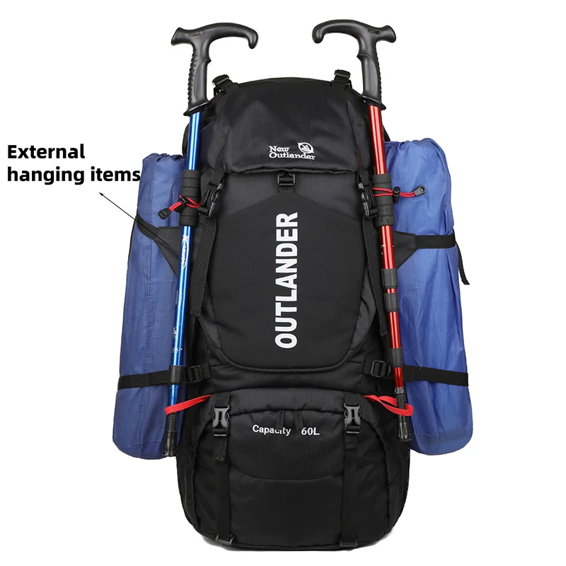 60L Camping Backpack Large Capacity Hiking Travel Outdoor Shoulder Bag Waterproof Trekking Climbing Mountaineering Rucksack