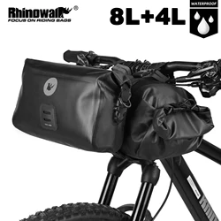 Rhinowalk Bike Handlebar Bag  Waterproof Big Capacity 1 or 2-piece Front Tube Cycling Bag MTB Frame Trunk Bike Accessories