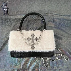 Y2K borsa da donna Vintage in pelliccia stile Punk borsa a tracolla individualità Shopping borsa sotto le ascelle