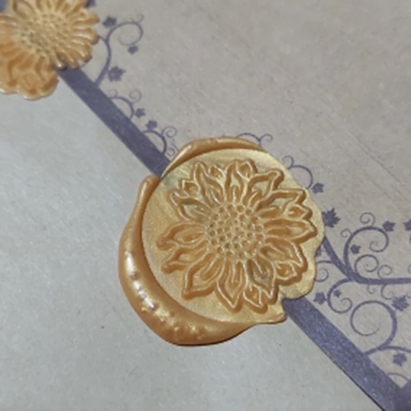 Vintage Classic Stamp Wax Stamp Easy To Use Wedding Card Decoration Sunflower Olive Wreath Leaf