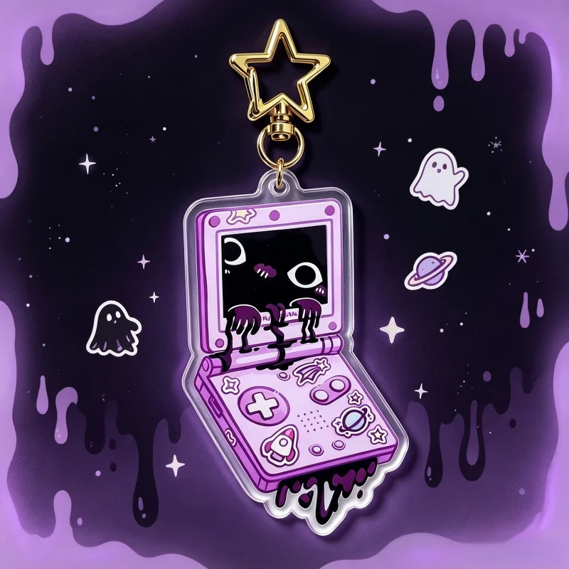 Creepy Game Console Acrylic Keychain Weirdcore Pastel Goth Space Planet Rocket Handheld Gamers Console Charm Keyring Bag Pendant