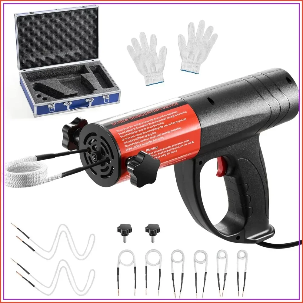 1500W Induction Heater Bolt Removal Kit, Handheld Nut Buster Tool for Rusty Screw, Car Repair with 8 Coils