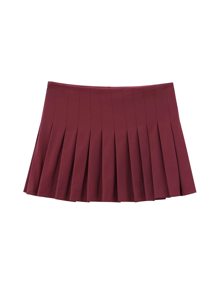 Willshela Women Fashion Solid Pleated Side Zipper A-Line Mini Skirt Shorts Vintage High Waist Female Chic Lady Shorts