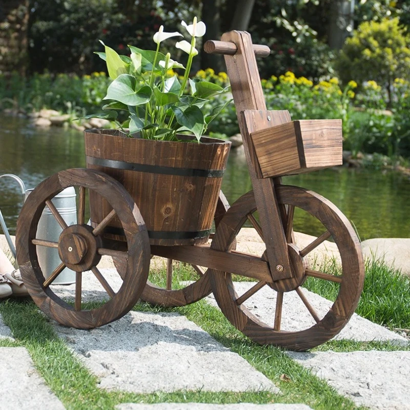 

Outdoor Planter Box - Multi-Tiered Wooden Flower Stand, Carbonized Weather-Resistant Garden Decor for Patio & Balcony Planting