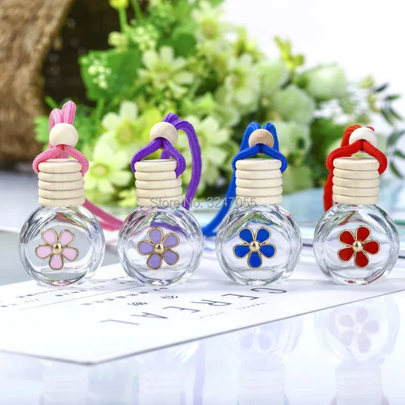 8ML 20pcs50pcs Empty Glass Cosmetic Essnetial Oil Hang Pendants Gift, Car Hang Perfume/Scent Refillable Bottle with Wooden Cap