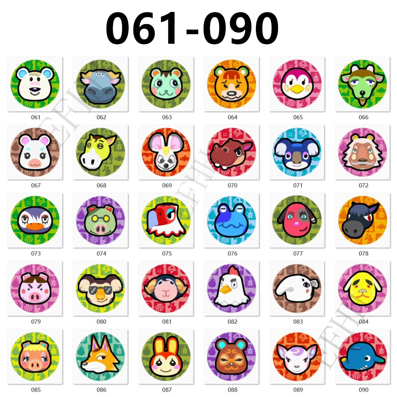 

061-090 Various Amxxbo Card Hot Game Animal Croxxing: New Horizons Various cute roles NS Game Set Collect Mini NFC Coin Cards