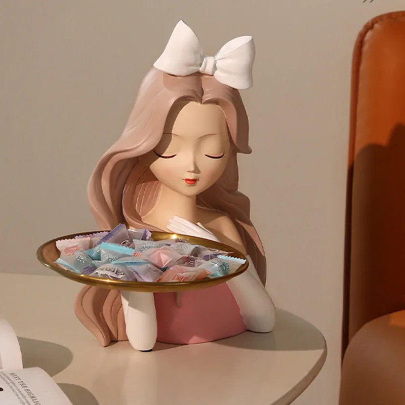 

Скандинавские снегоступы, белая статуя принцессы с подносом, роскошные украшения в виде банта, украшения для драгоценностей, тарелка для хранения ключей, домашний декор