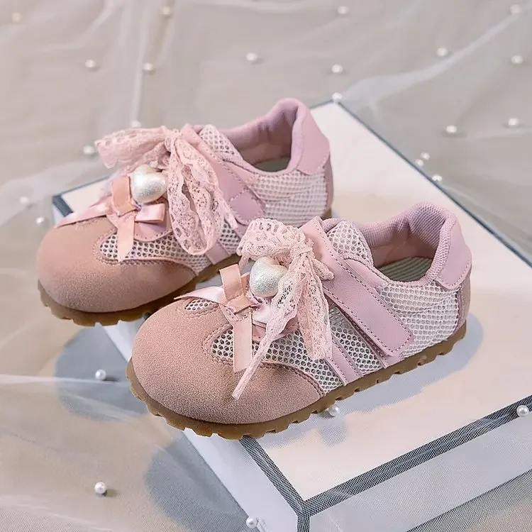 

Girls Flats Shoes Spring Summer New Cute Sweet Children's Princess Shoes Lace Bow Student Flats