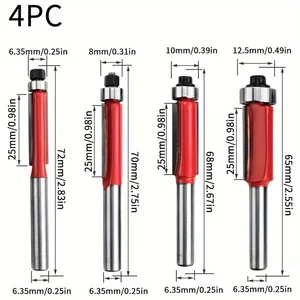 Premium -Holzbearbeitungs -Router -Bit -Set, weicher Schnitt für professionelles Finishing, vielseitige Trimm- und Detail -Kits, 4 PCs 8 Hauptverkaufstupia Drill für Bohrer - №4