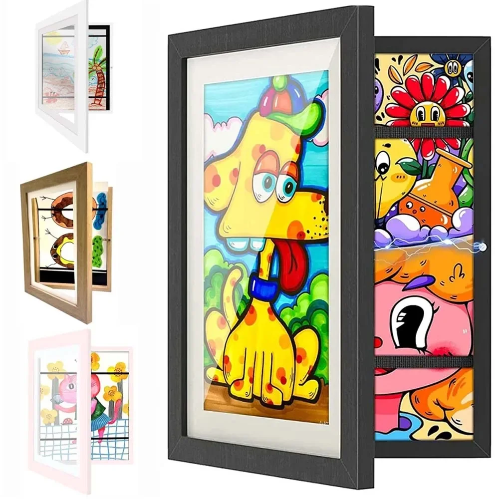 Children Drawing Frame A4 Wooden poster frame for walls Children's Art frame Changeable Kids Pictures Display Frames Home Decor