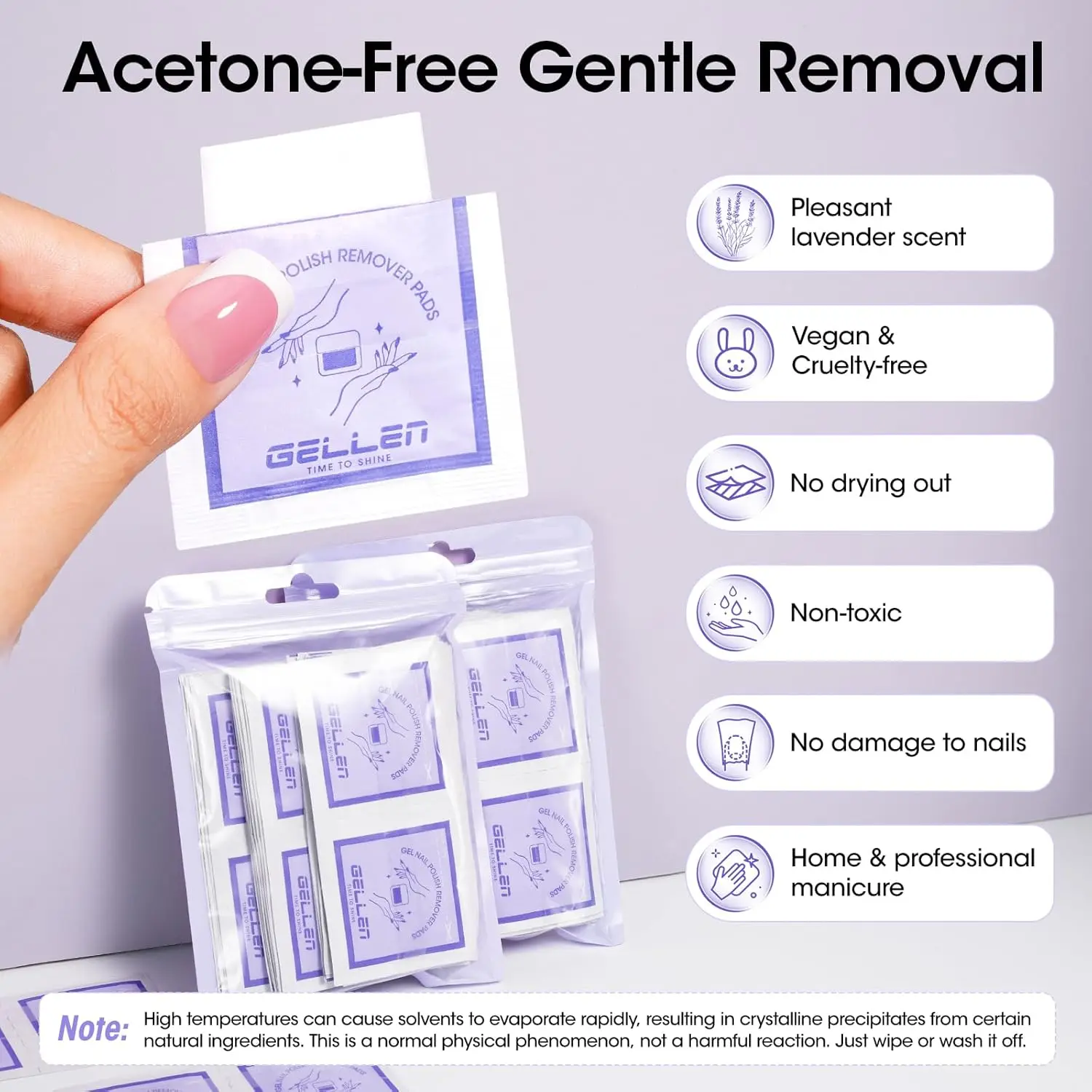 وسادات مزيل طلاء الأظافر من GELLEN 100% مستلزمات أظافر غير أسيتون 100 عبوة ملفوفة للعناية بالبشرة بالجملة للمنزل الاحترافي