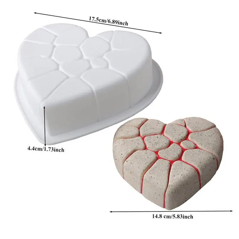 قالب كب كيك سيليكون قوالب الخبز كعكة شكل متصدع القلب غير عصا قابلة لإعادة الاستخدام قالب أدوات المطبخ لوازم الخبز ل