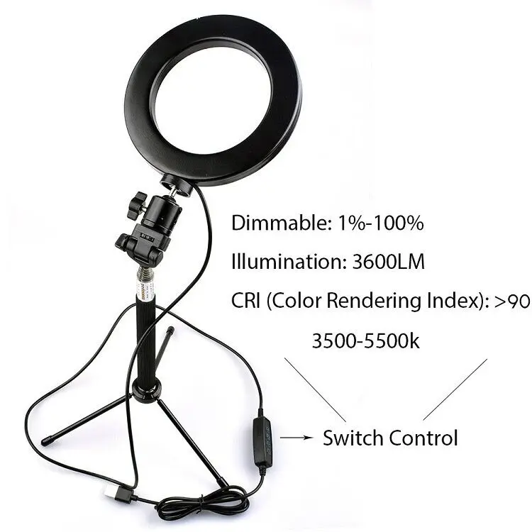 Dia.20cm dimmerabile LED Studio Ring Light w/Stand trucco telefono fotografia videocamera Selfie Live stream ritratto riempimento illuminazione