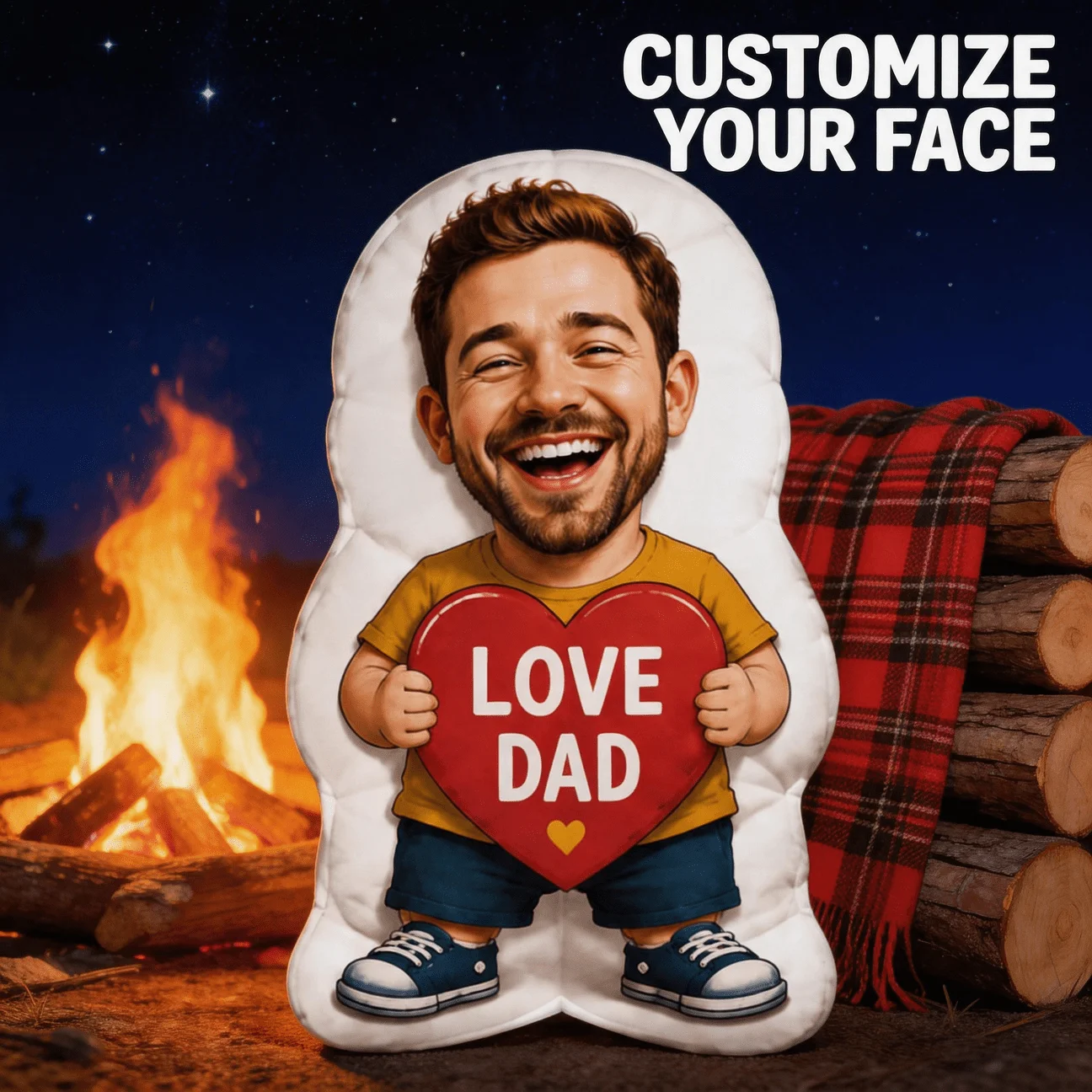 1PC Custom Photo Face Cartoon Human Shaped Pillow Personalized Plush Cushion Sofa Bedroom Decor Gift