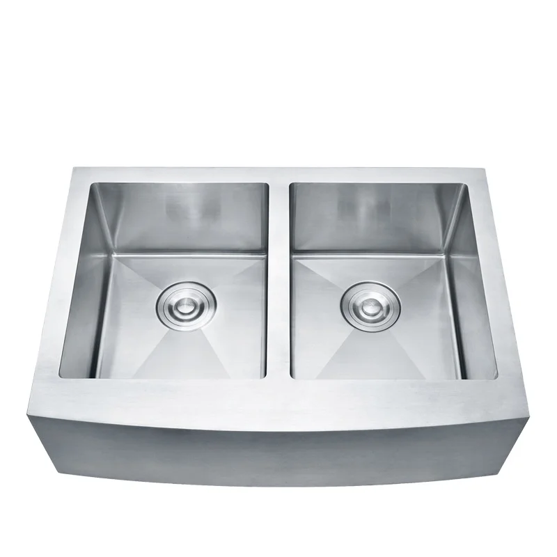 

Factory Direct Wholesale Double Bowl Stainless Steel Apron Front Kitchen Sink for Farmhouse Counter Installation Manual Drain