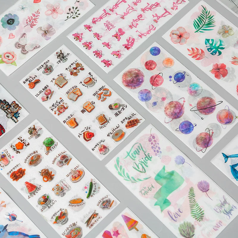 3 Sheets/Bag Kawaii Sticker Japanese Paper Succulent Floral Cute Animal Stationery Stickers Diary Book Diy Journal Planner Decor