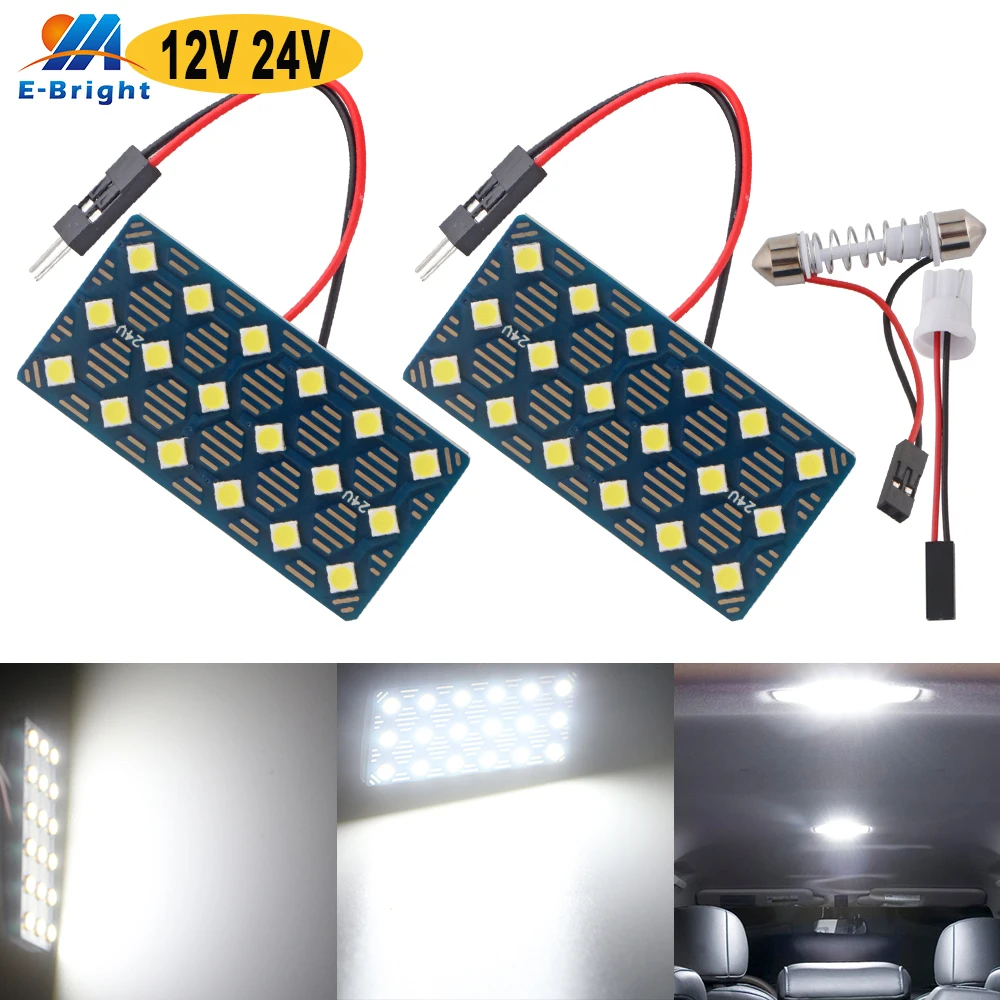 

2pcs AC DC 12V 24V 3030 18 SMD W5W T10 Festoon LED Bulbs Nonpolarity Truck Car Door License Plate Reading Dome Light White 6500K