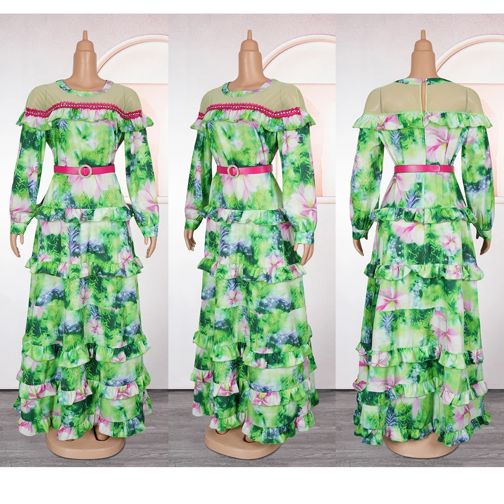 Gaun Afrika Elegan untuk Wanita 2025 Pakaian Afrika Baru Ukuran Besar Gaun Panjang Pesta Pernikahan Turki Pakaian Cetak Dashiki Ankara