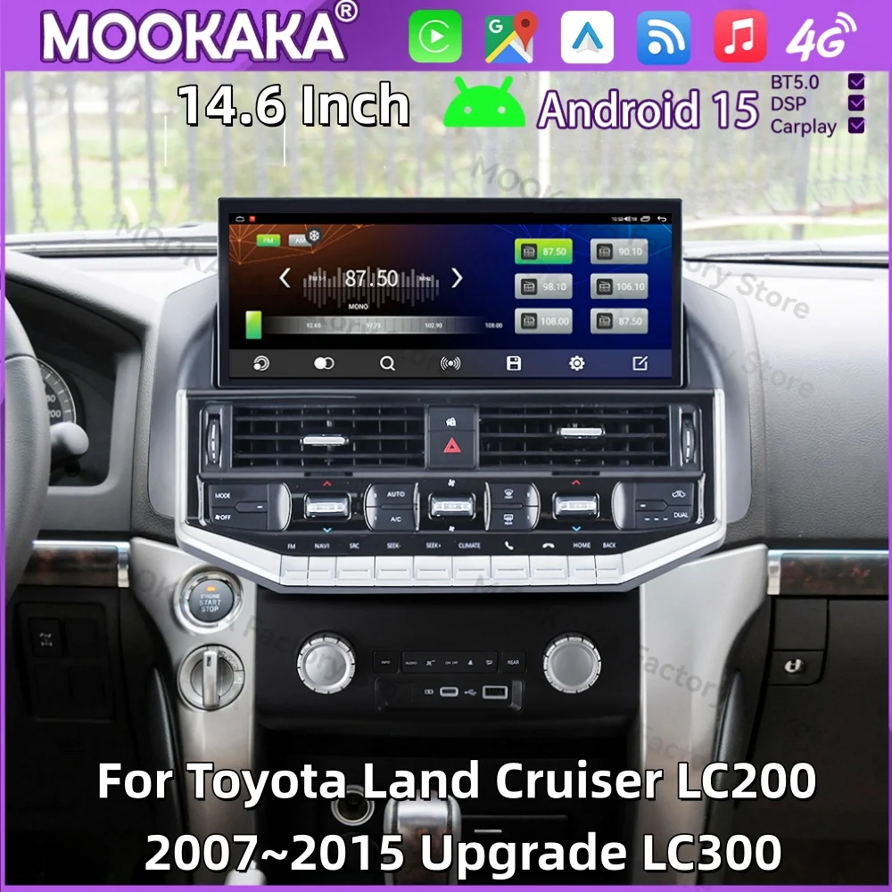 Android 15 Car Radio For Toyota Land Cruiser LC200 2007~2015 Upgrade LC300 GPS Multimedia Player Navigation Car Stereo Head Unit