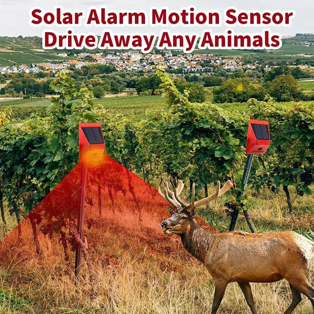 

Waterproof Solar Alarm Rechargeable Multifunctional Solar Charging Alarm Portable Animal Deterrent Solar Lamps Field Security