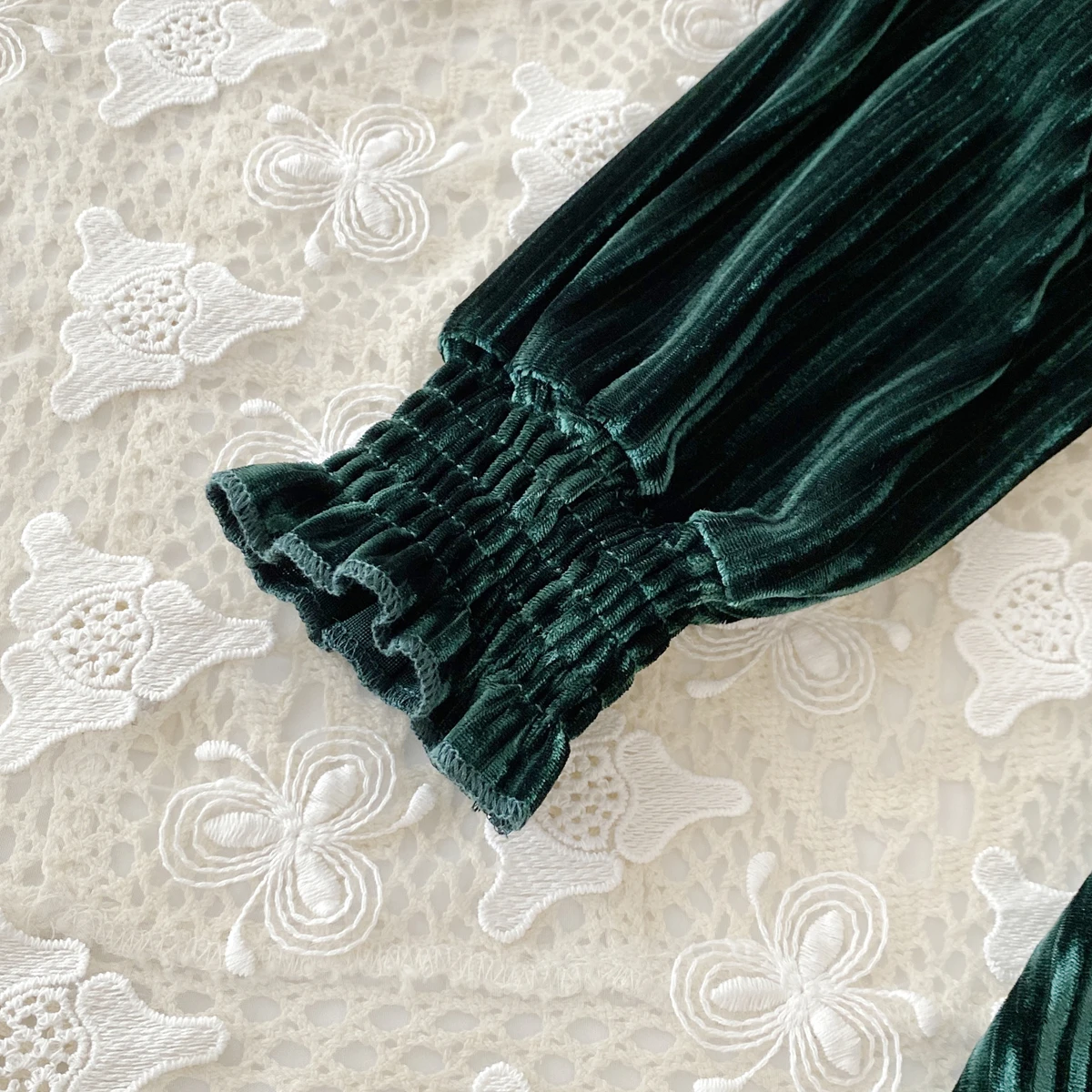 Kinderkleider für Mädchen, Herbst, Rundhalsausschnitt, Samt, Puffärmel, Freizeitkleid, Kinderkleidung, Mädchenkleidung – Detail 6