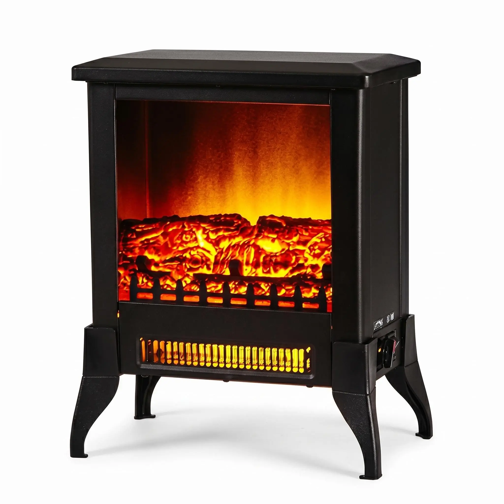 1400W Electric Fireplace Stove Heater Freestanding Space Heater With Thermostat Overheat And Tip-over Protection For Bedroom Living Room