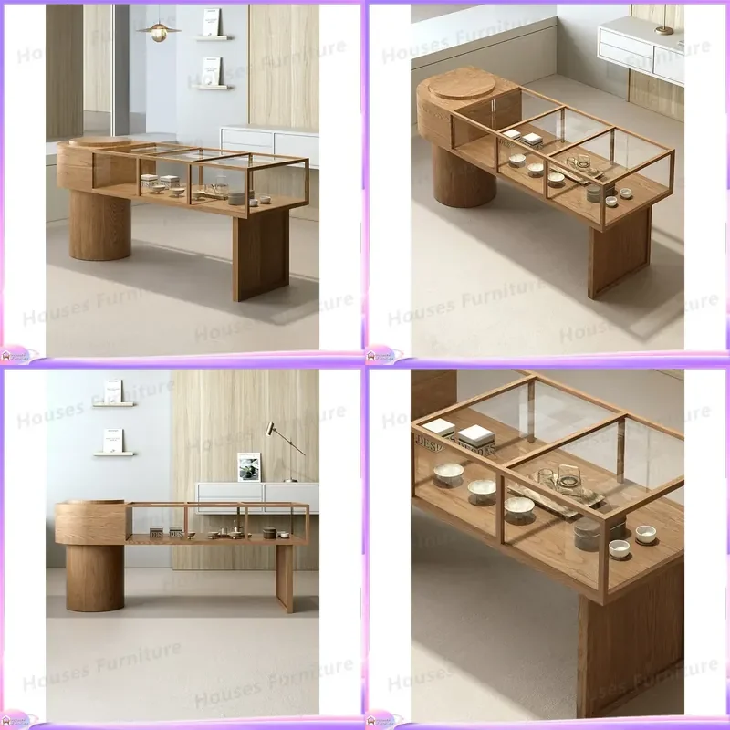 Glass Display Cabinet Jewelry Showcase Shelf Antique Jade Storage Unit Retail Store Exhibition Stand Modern Glass Case