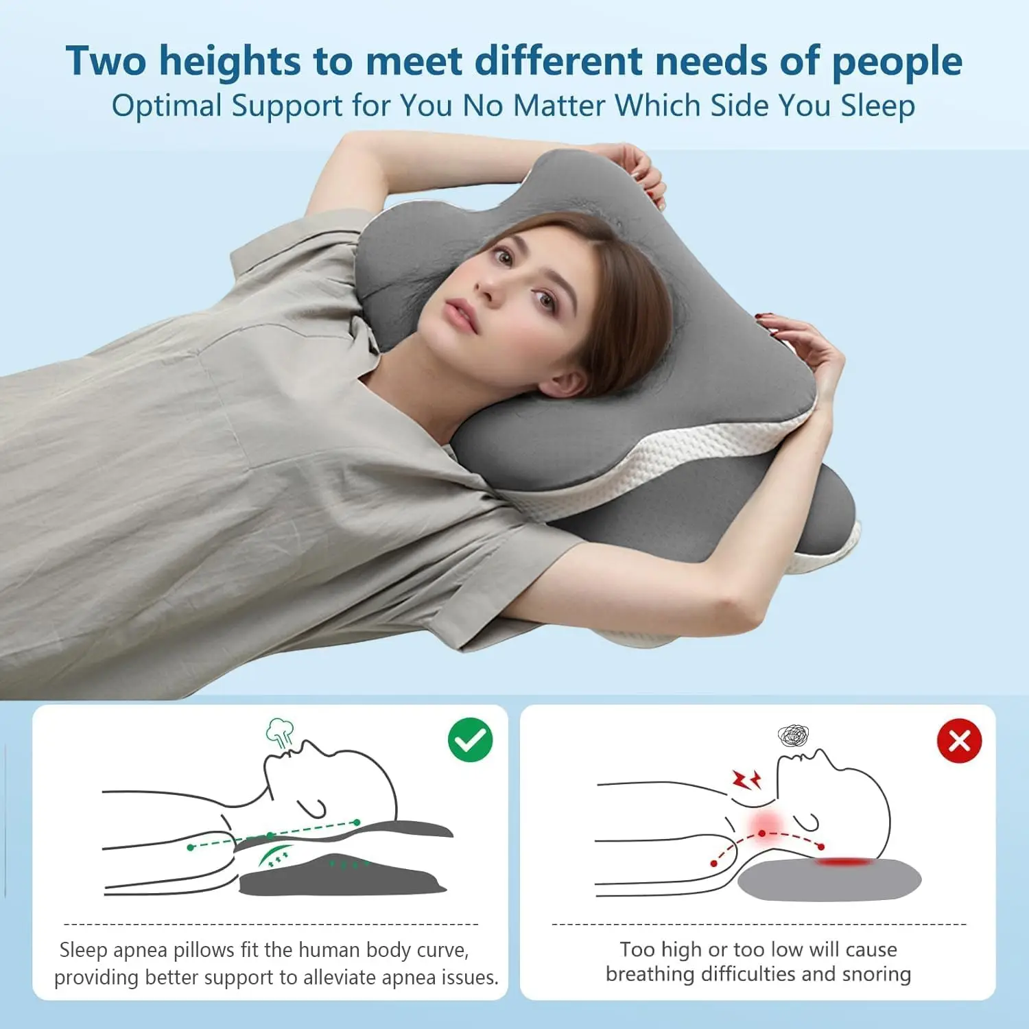 A Cervical Pillow for Deep Sleep, Ergonomic, Neck Support for Side Sleepers, with Cooling Cover, Birthday Gift for Women and Men