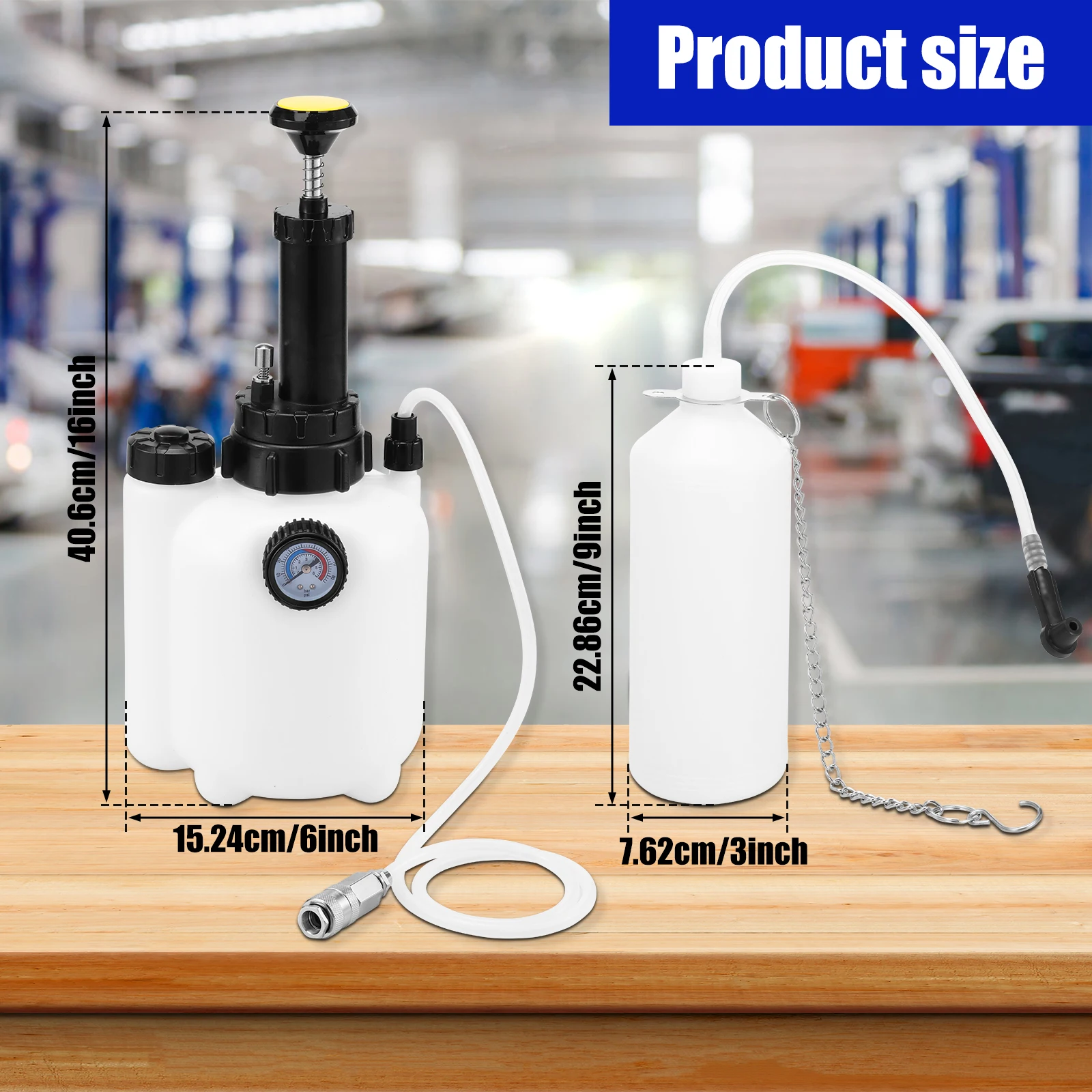 3L Pneumatic Brake Bleeder Kit, Professional Vacuum Brake Pressure Fluid Pump, Universal Car Brake Flush Machine