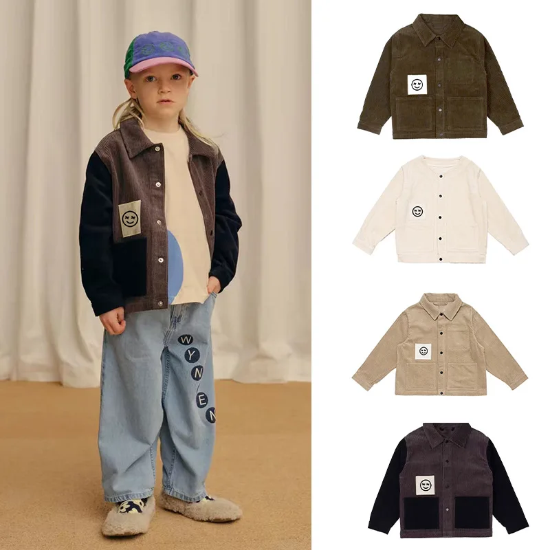 

RomperDew Children's Corduroy Jacket Warm and Comfortable Autumn and Winter Models Boys and Girls Jacket Tops