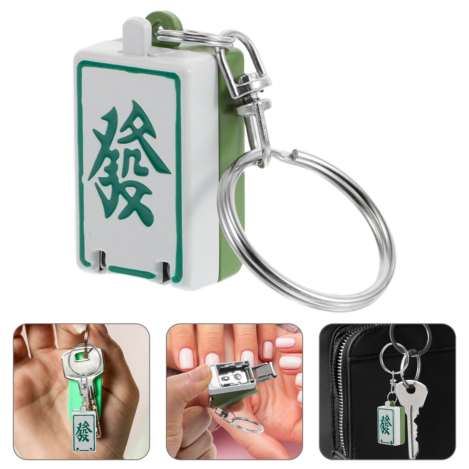 

Portable Mini Nail Clipper with Mahjong Keychain Foldable Compact Fingernail Trimmer for Everyday Use Safe Flip Cover Travel