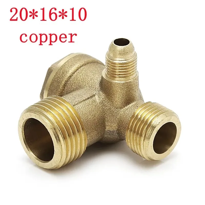 1 Pcs New Air Compressor Check Valve 3-Port Zinc Alloy Brass Male Thread Check Valve Connector Tool For Air Compressor 20*16*10