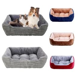 Bed for Dog Cat Puppy Pet Nest Square Soft Plush Kennel Sofa Small Medium Dogs Bed Cushion Warm Pad Washable House Pet Sleep Set