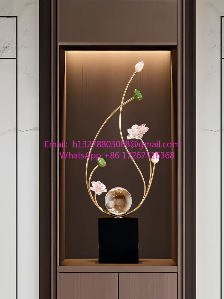 

Living room TV cabinet display wine cabinet decoration lotus decoration