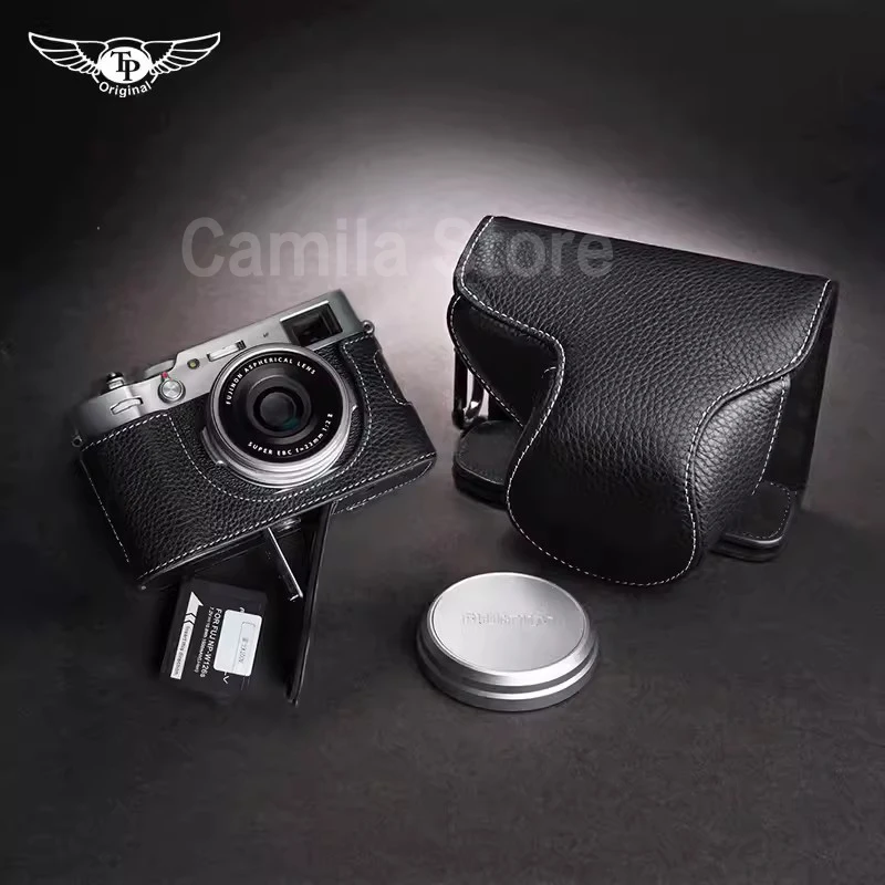 handwork Photo Camera Genuine leather cowhide Bag Body BOX For Fujifilm X100V X100VI carry Case handgrip Protective sleeve base