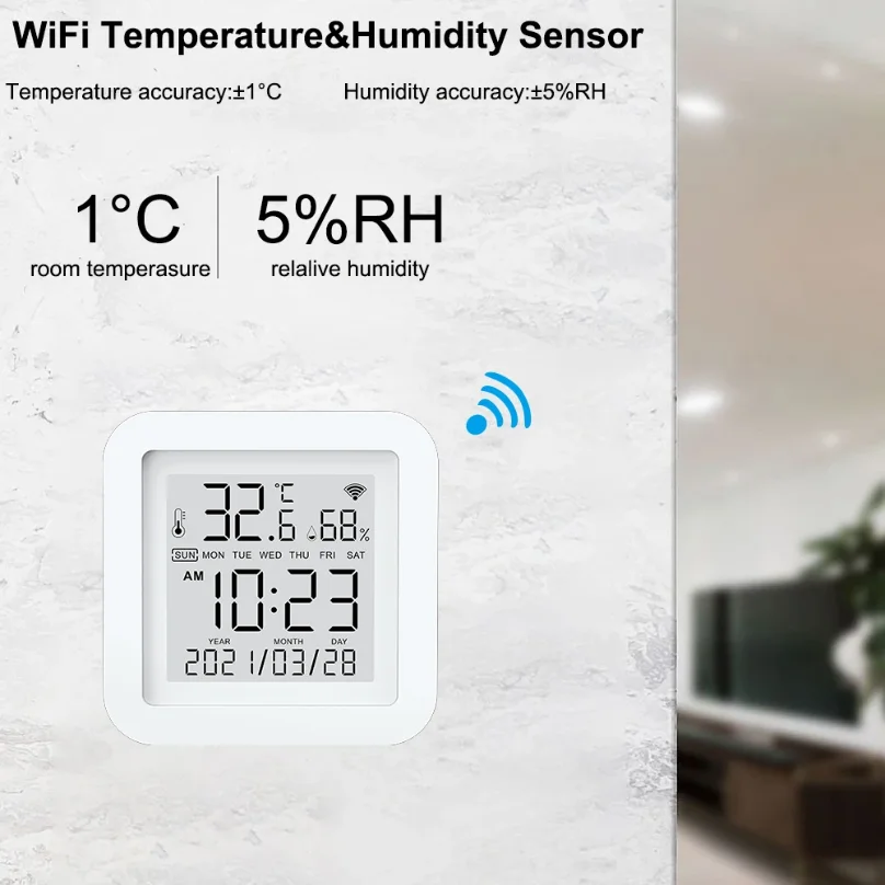 

Smart Tuya WiFi Temperature and Humidity Sensor TH06 Home Electronic Probe with LCD Display
