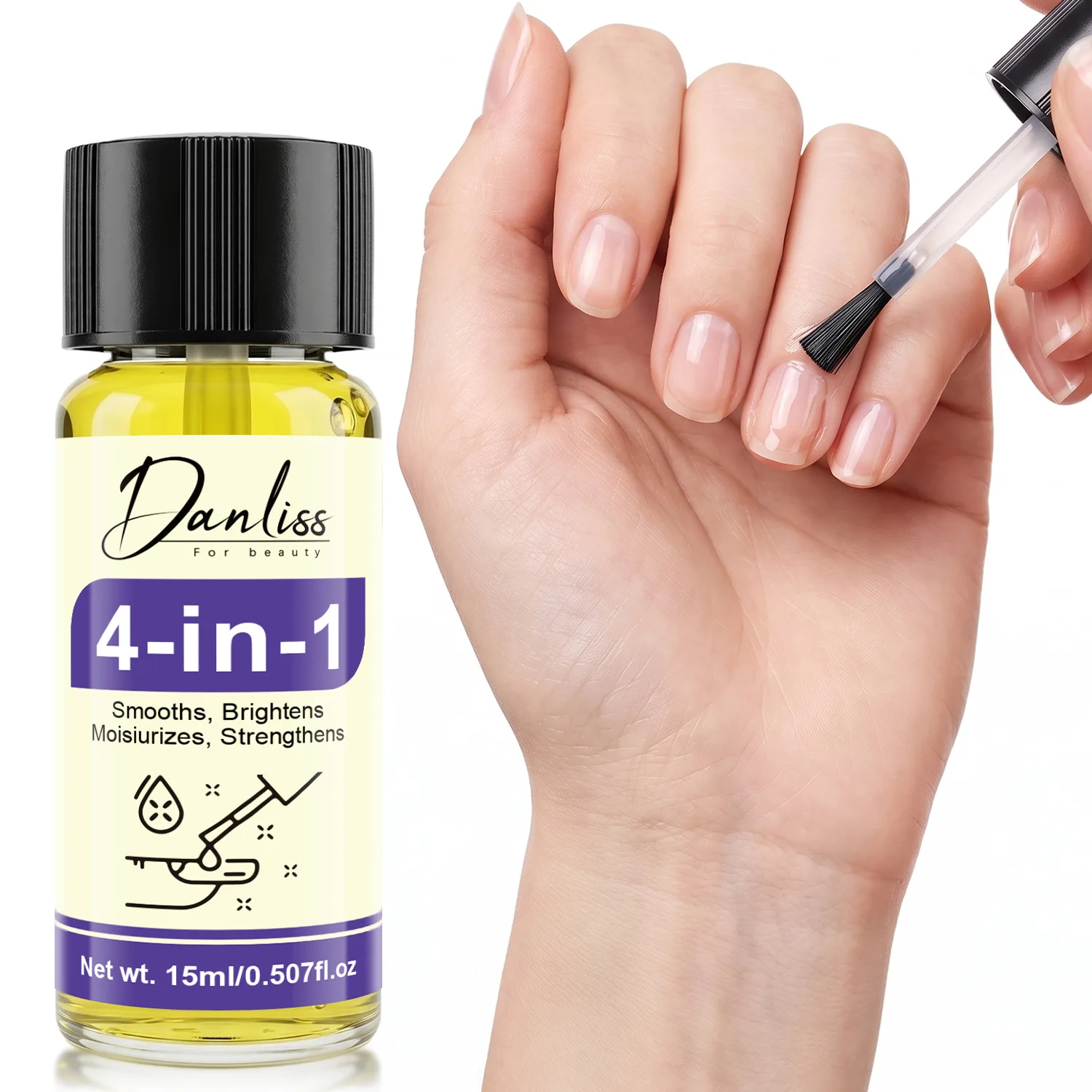 4-in-1 Nail Care Essential Serum - Keratin & Collagen Strengthener with Castor Oil, Brightens Moisturizes Cuticles for Strong.